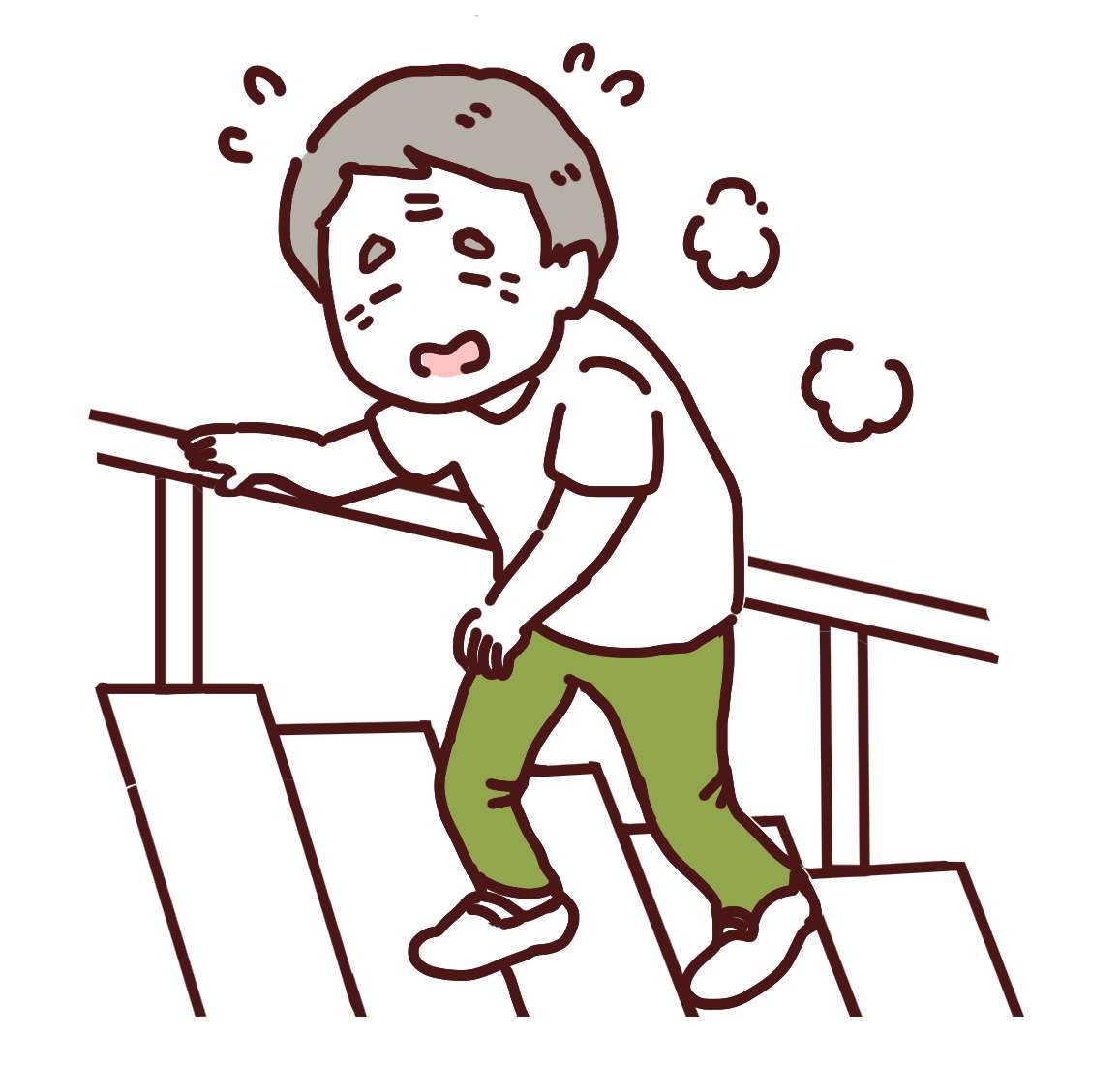 体力低下、階段が登れない高齢者