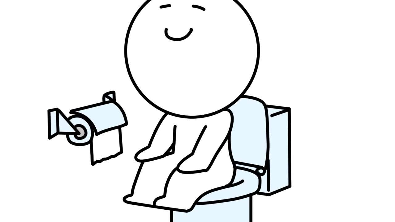 トイレに座る人、スムーズな排便